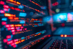 Programming and code development on computerscreen.