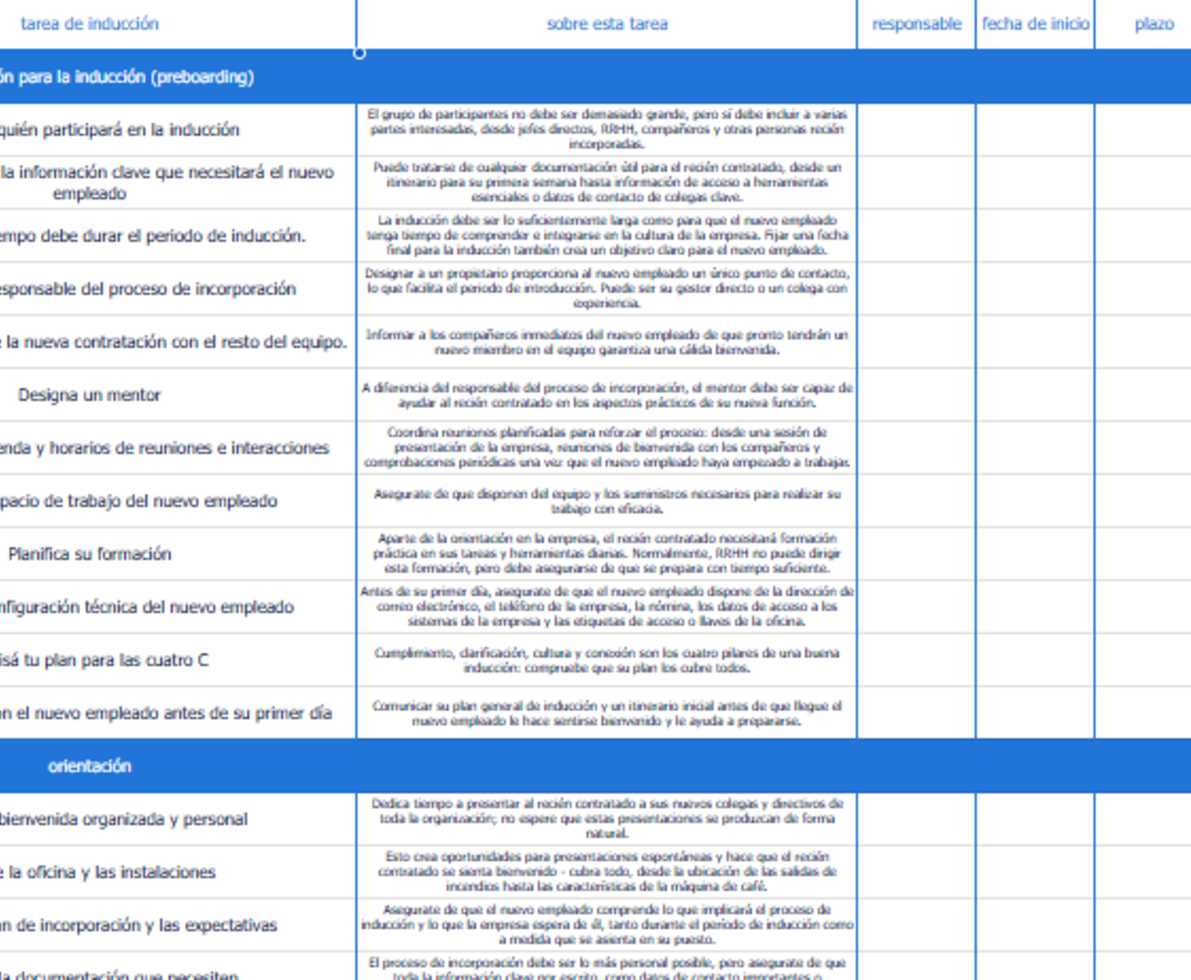 plantilla induccion